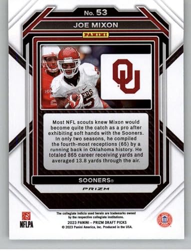 Miniatura 2 de 2023 Panini Prizm Draft Picks Prizms Gold Ice #53 Joe Mixon Oklahoma Sooners Official NCAA Football Card in Raw (NM or Better) Condition