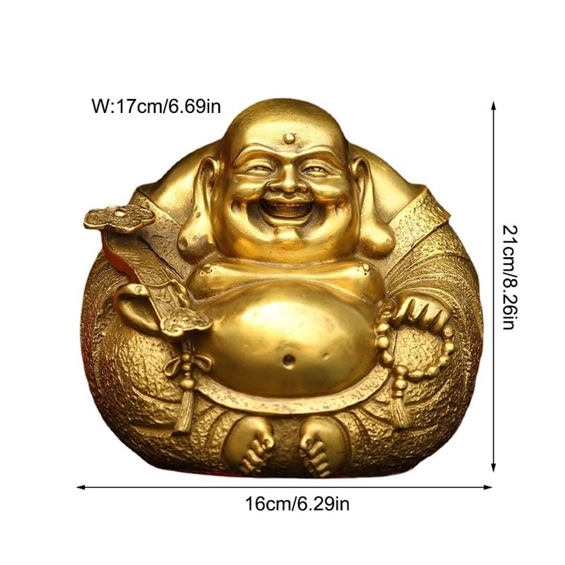 Posąg Buddy do wnętrz Rzemiosło Ozdoby Mosiądz Uśmiechnięty Budda Maitreya Budda Bodhisattwa Dekoracja Domu Statua Medytująca Statua Buddy Rzeźba (M)