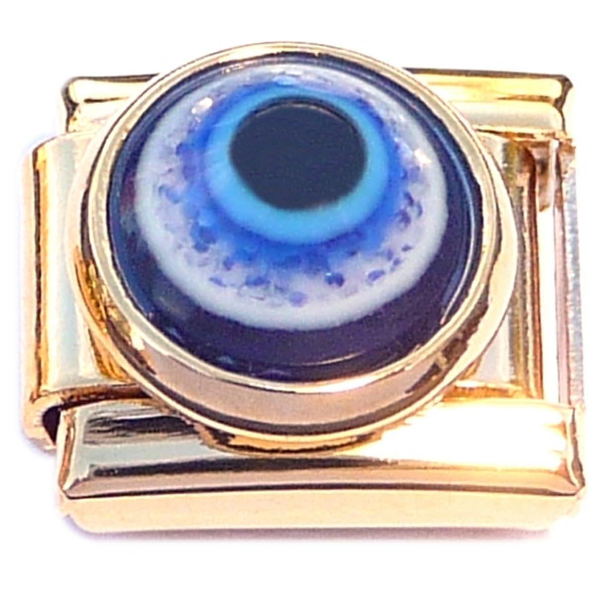 Raised Evil Eye Protection Gold Base Italian Charms
