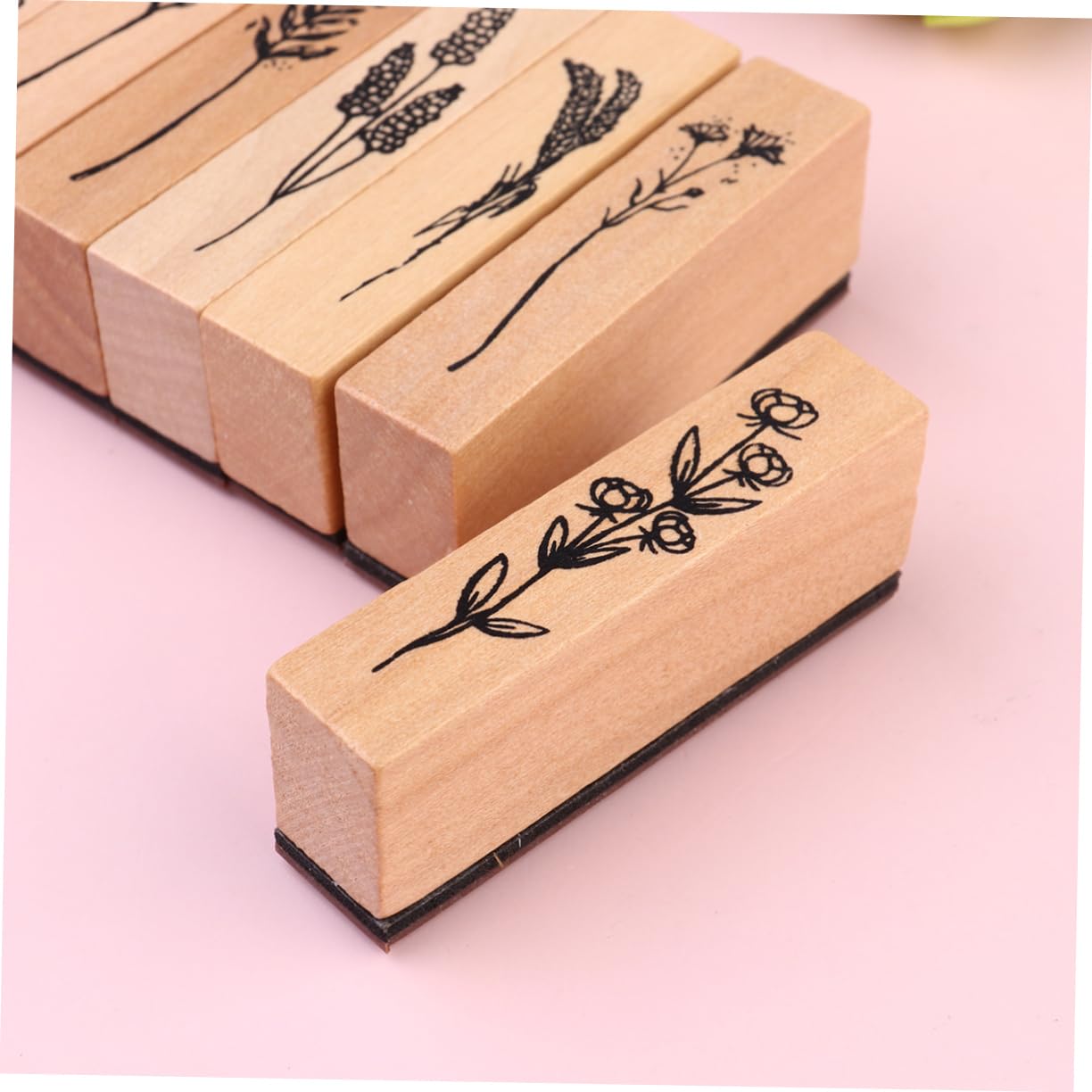 STOBOK 3er Set Briefmarken Selber Machen Journaling Scrapbooking-stempel Stempel Für Das Handwerk Vintage-briefstempel Blumenstempel Stempelkissen Für Stempel Buch Briefmarken Bambus