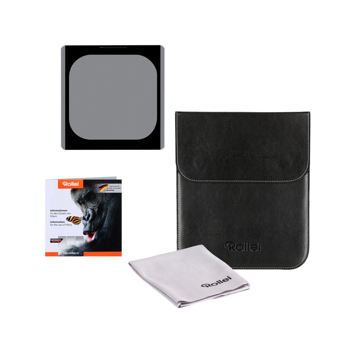 Rollei Filtro rectangulare profesionale Mark II – Filtro de Densidad Neutra (180x180 mm) Gorilla Glass - ND4 (2 Stops/0,6) Sistema 180 mm