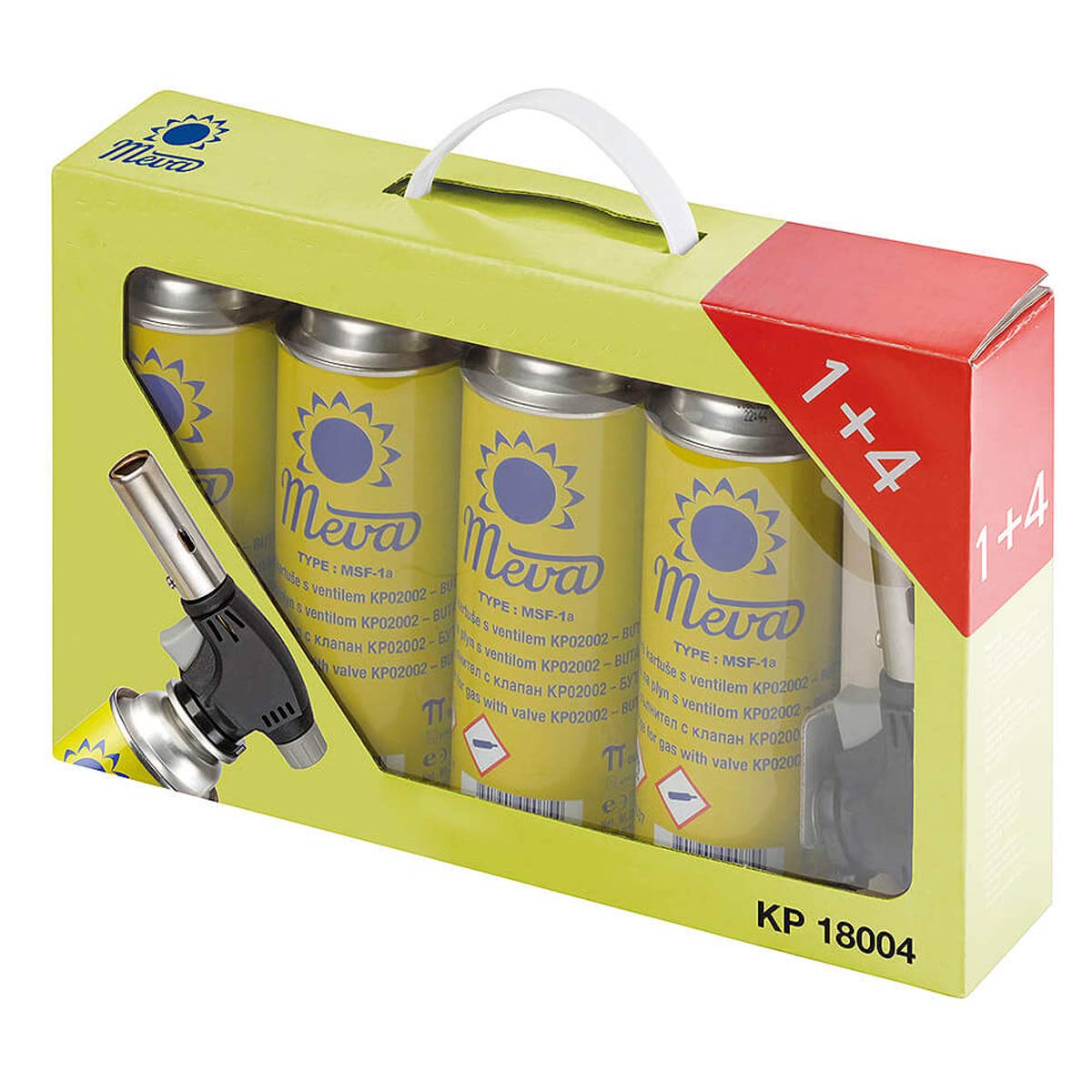 Soplete de gas multifunción MEVA 1.6 kW + 4 cartuchos butano 227 gr – Cocina Brico Maison – Pack calidad