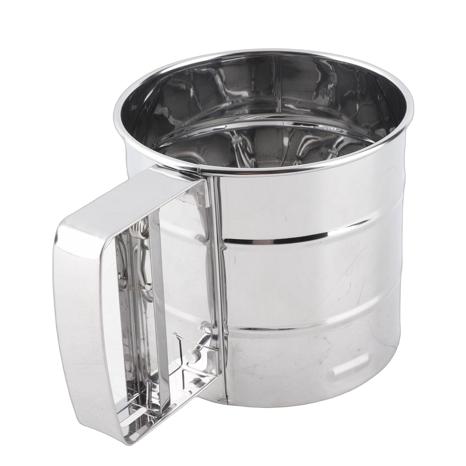 SIXRUN Setaccio per Farina in Acciaio Inossidabile, Setaccio Manuale per Zucchero a Velo a Maglia Fine con Manico Manuale, da Forno Compatto da 3,9 Once per Biscotti di Pasticceria e Panettieri