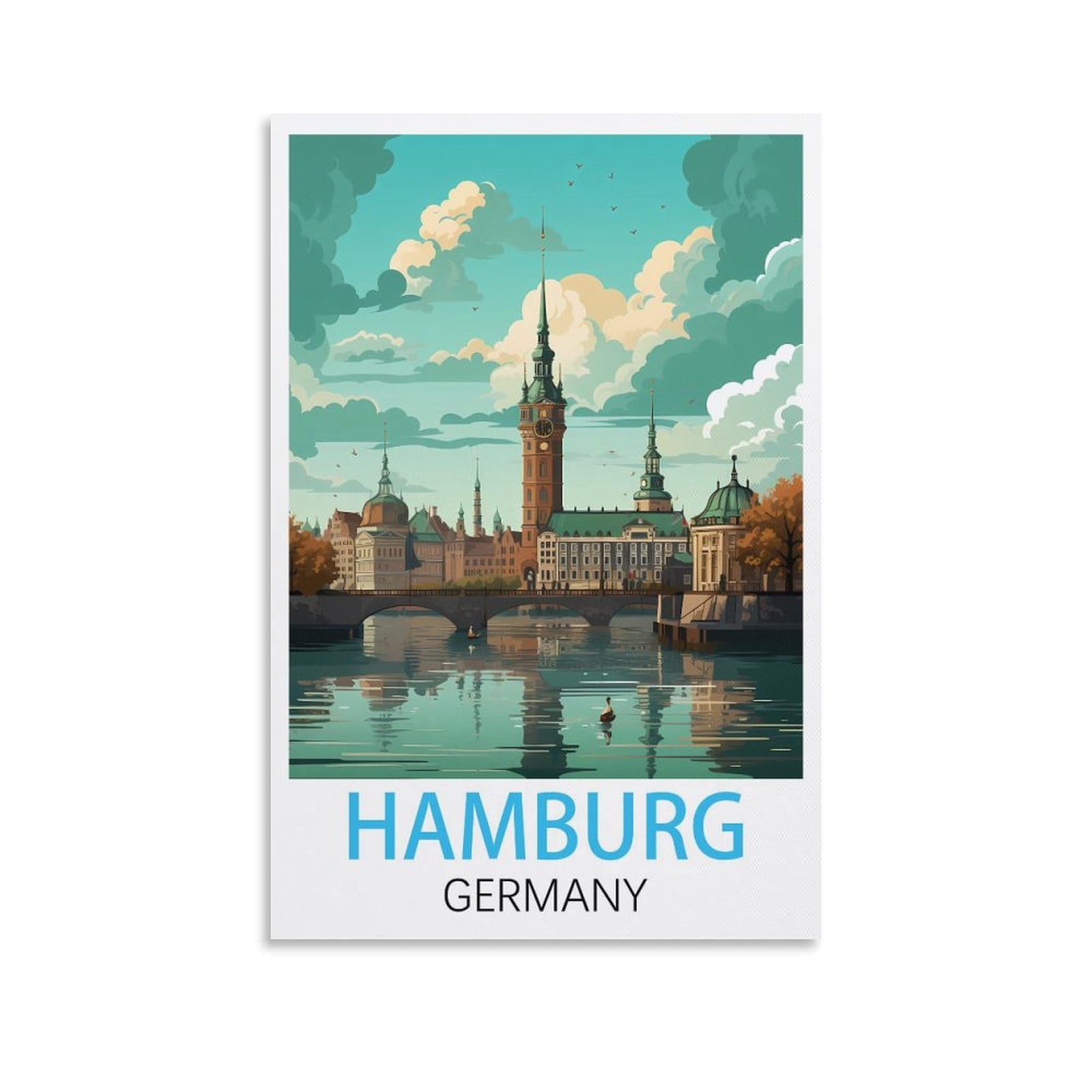 Vintage Metal Tin Signs,Hamburg Germany,Wall Art Decorative Plaque Decor for Home Livingroom Bedroom Cafes Coffee Bars Decoration Gifts 30x30cm