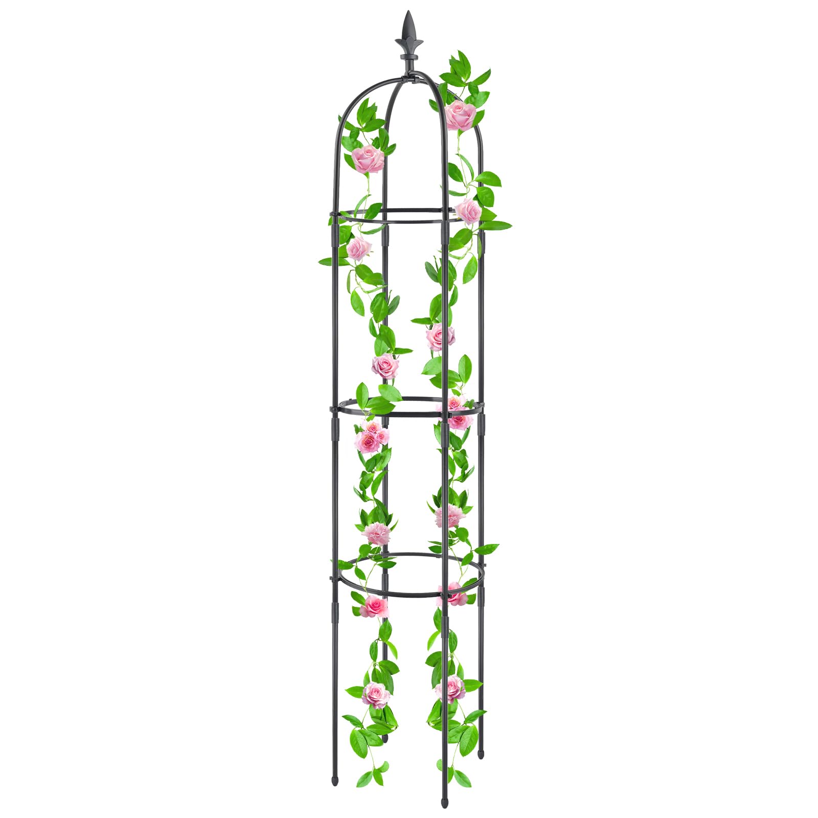 Garten-Obelisk-Rankhilfe für Kletterpflanzen, rostfrei, kunststoffbeschichtetes Metall, Pflanzenunterstützung, Gartenturm, Rankhilfe für den Innenbereich, Topfpflanze, Tomatenpflanzenkäfig, 1 Stück
