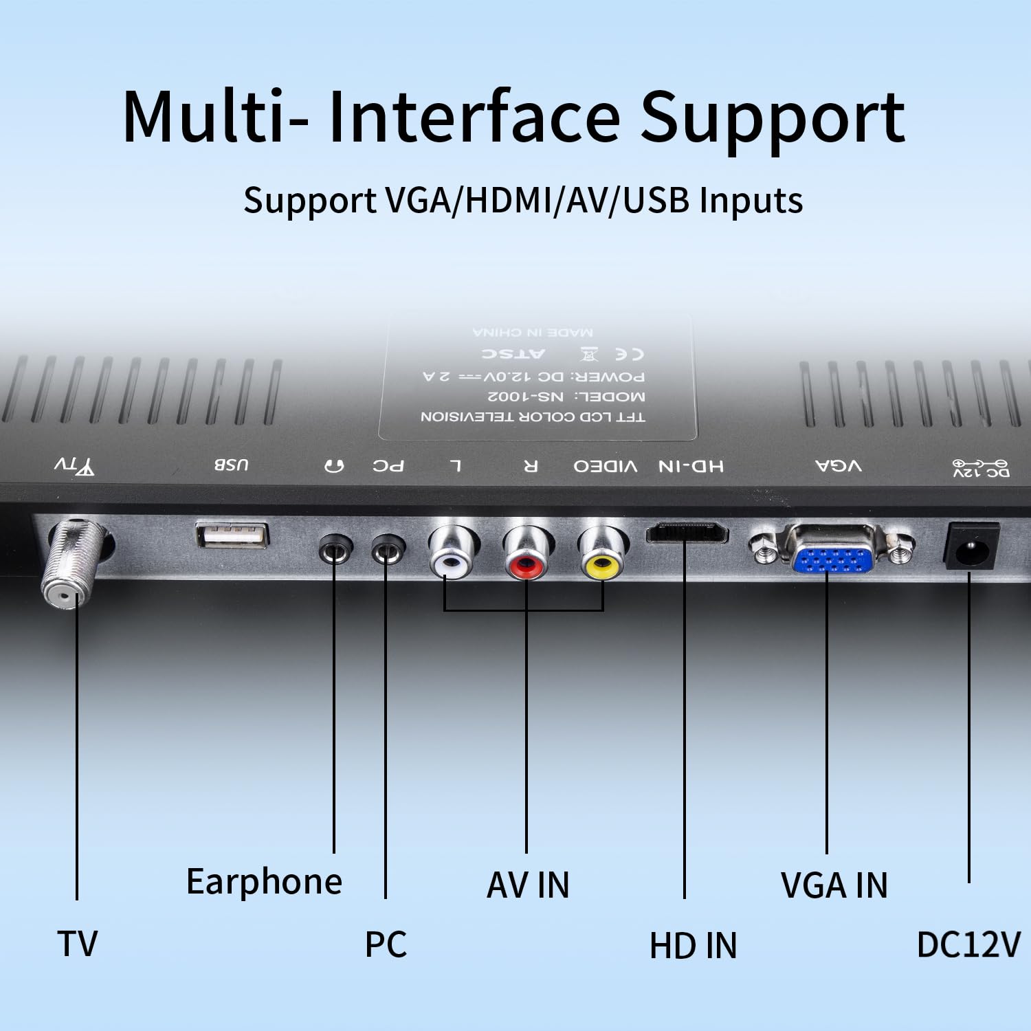 TV 20 inch,Small Kitchen Flat Screen TV with Headphones Port,HDMI,USB and VGA Ports,DV-12V Cable & AC Adapter for use in Your Bedroom & Caravan (Full View Television)