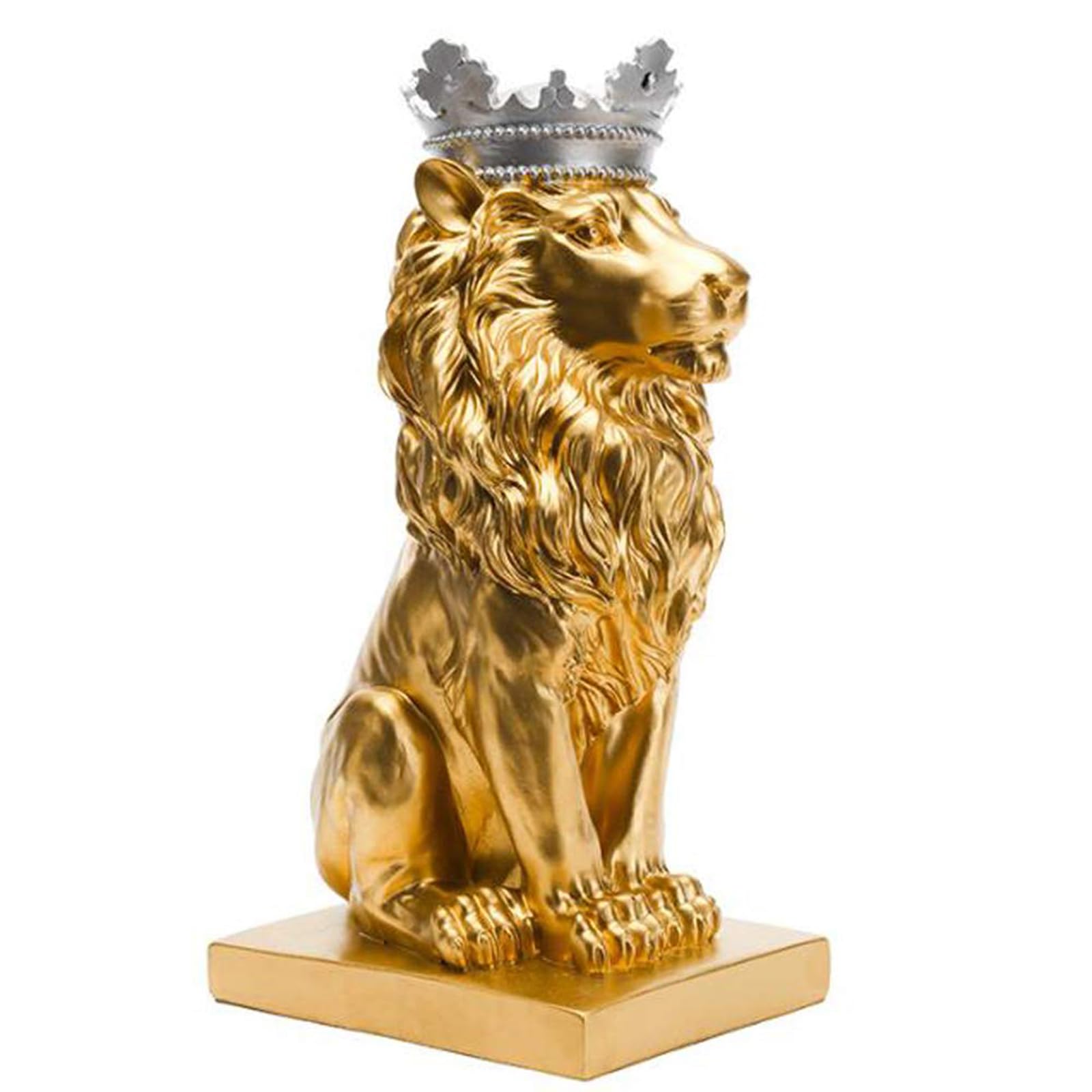 YXCQHZM Lion Statue, Resin Modern Black Glossy Finish Lion Figurine for Home Decorations (A)