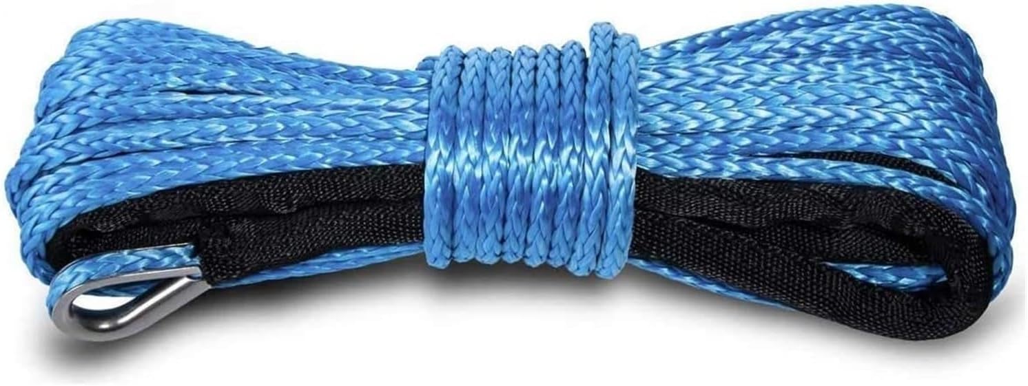 15m 6mm Towing Winch Cable Rope,String Line Synthetic Fiber 5500lbs/7000lbs/7700lbs For ATV UTV SUV 4X4 4WD(6mm 15M blue)