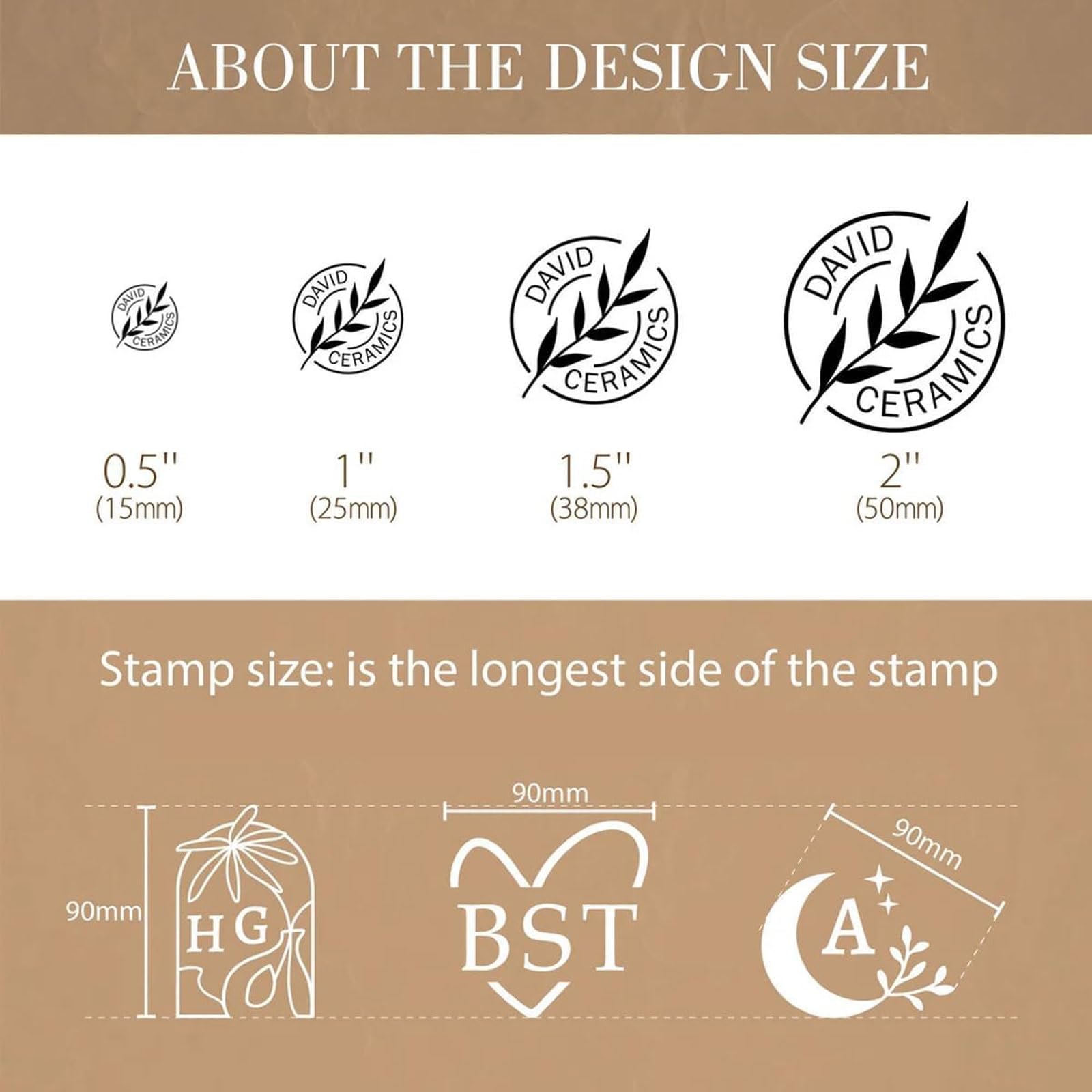 Personalisierter Keramikstempel mit Messingkopf-Tonsignatur for Töpferkekse und Seife Signaturstempel(2.5Inches)