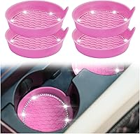 Vista 102 de zipelo Bling Car Cup Coaster, 2 Pack Universal Vehicle Anti-Slip Cup Holder Insert Coasters, Crystal Rhinestone Silicone Shockproof Drink Mat, Car
