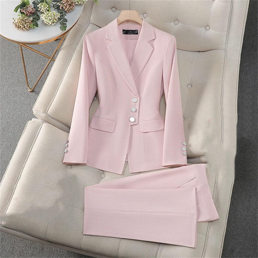 Elegante traje de pantalón para mujer, ropa de trabajo, oficina, negocios, conjunto de 2 piezas, chaqueta formal y pantalón