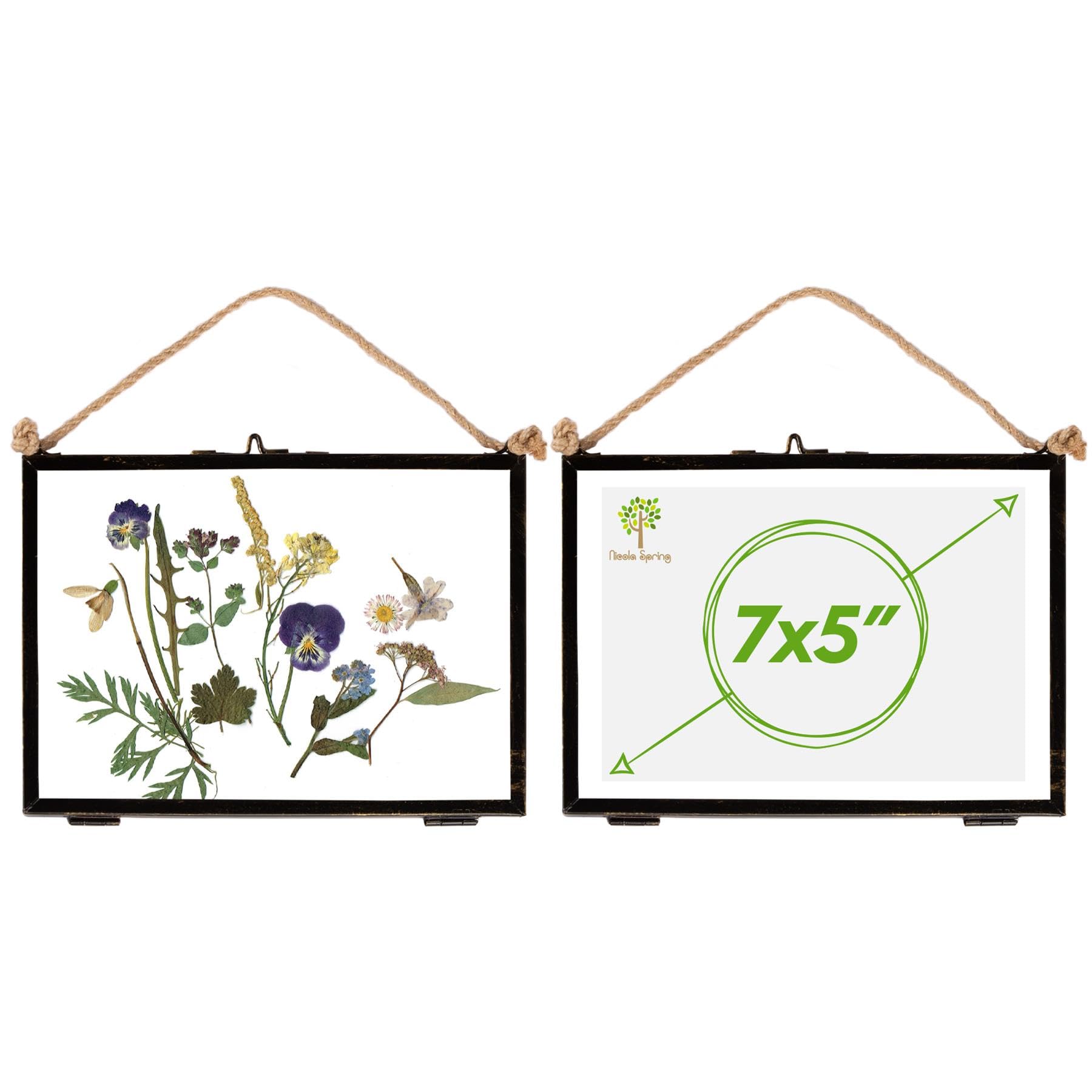 Nicola Spring Black Hanging Metal Photo Frames 7X5 Inch (18 X 13Cm) - Set Of 2 Vintage Glass Picture Frames With Rope For Wall Display - Rustic Industrial Home Décor For Photos & Prints