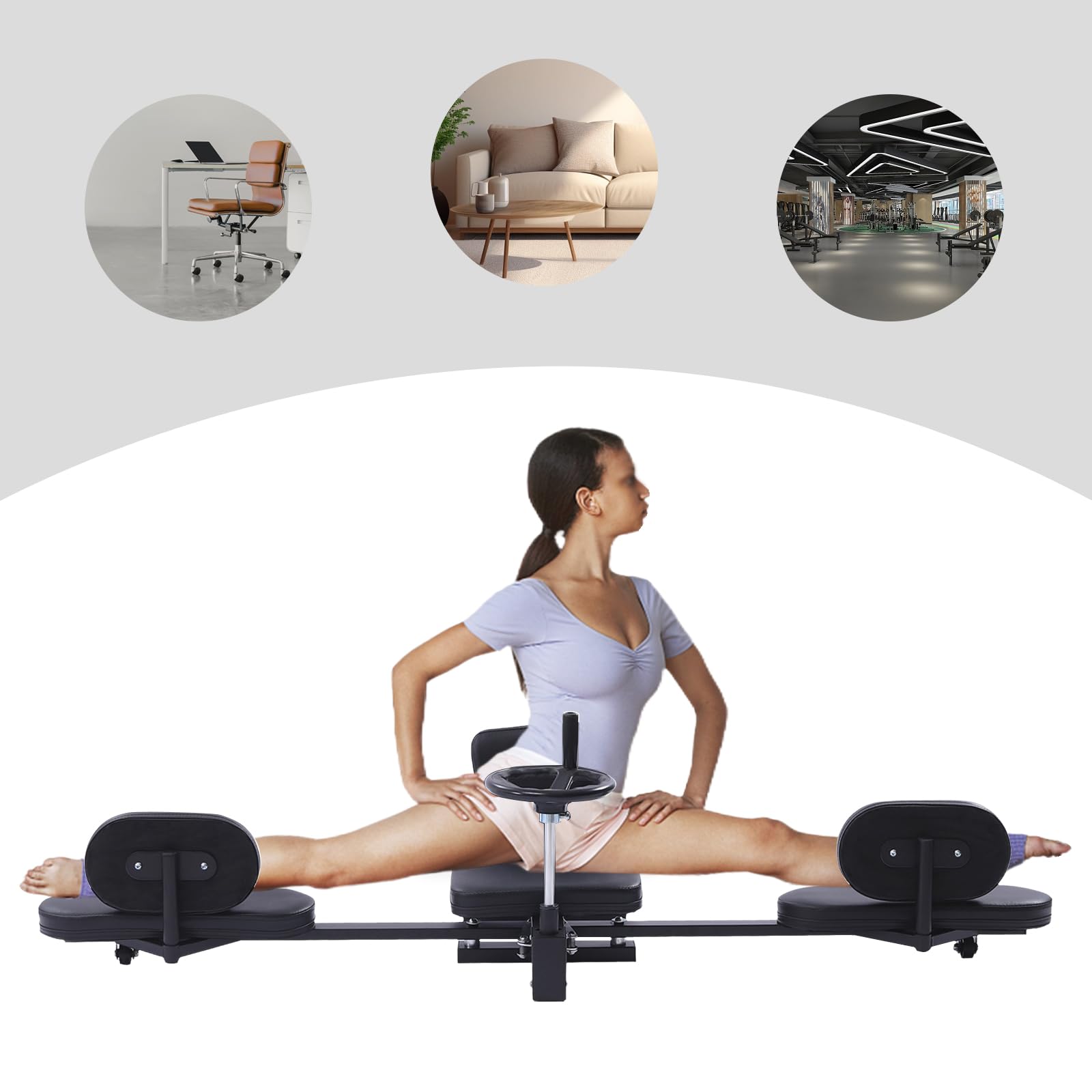 Spagattrainer Beinstretcher Mit Rollen – 200° Dehnwinkel, Verstellbares Handrad, Max. 100 Kg, Inkl. Knie- Und Rückenpolster – Für Yoga, Tanz, Fitness & Kampfsport