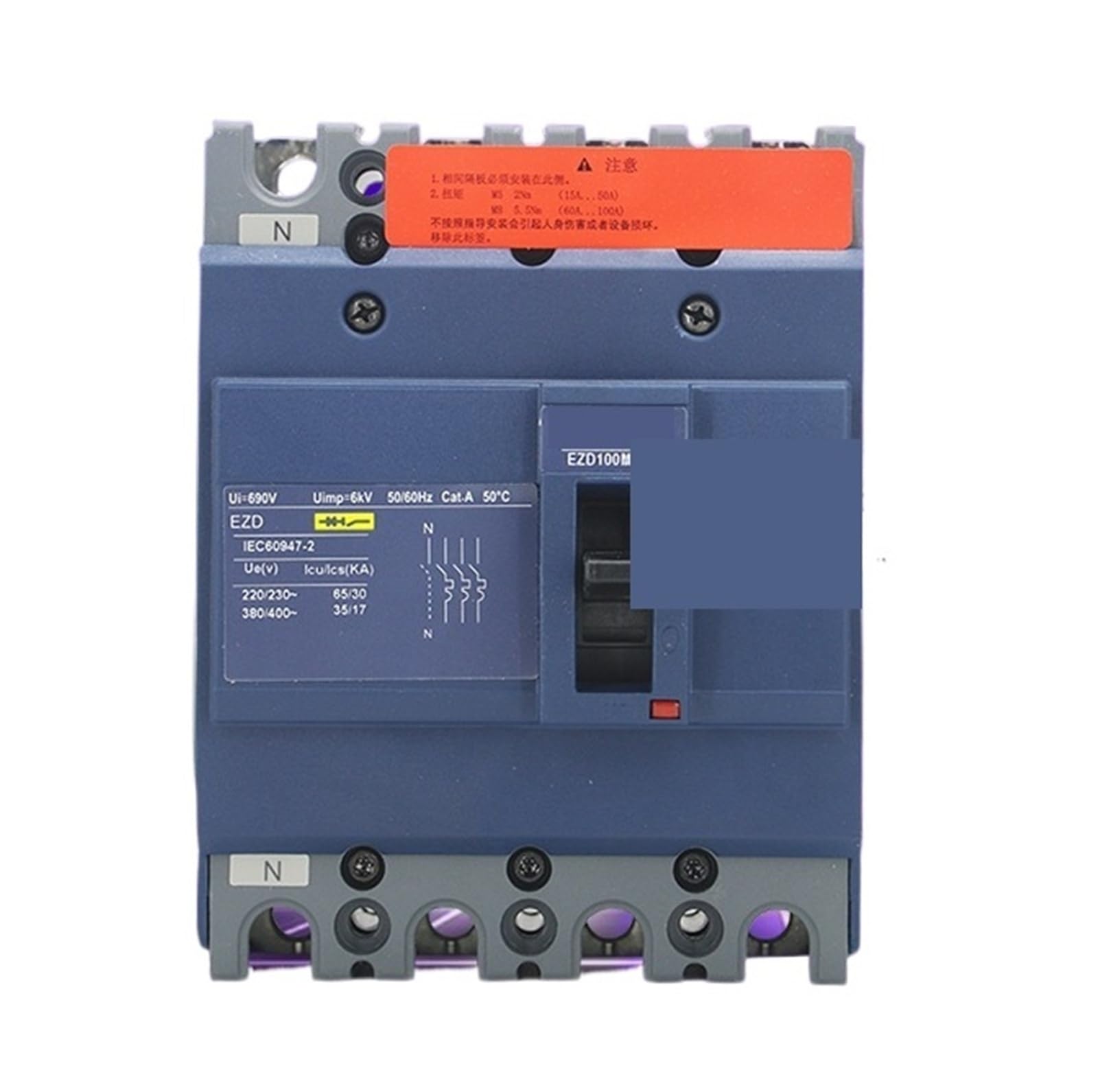 Interruptor de aire EZD100M 20A 4P 3T automatico de caja moldeada termomagnetico 2