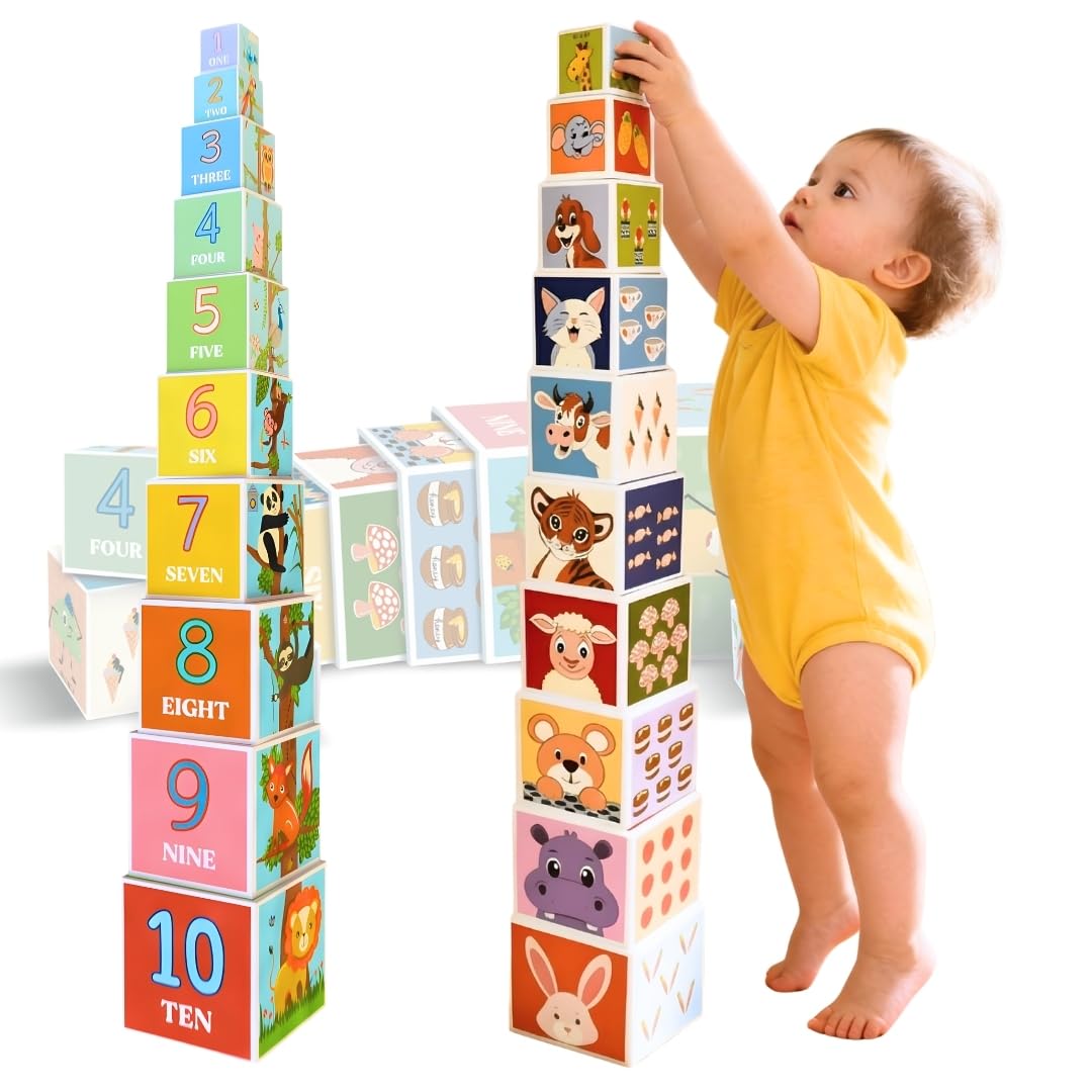 PepPlay Stacking And Nesting Cubes Educational Toys, Early Learning, Brain Activity, Travel-Friendly Toy For Toddlers, Montessori Toys For 1+ Year-Old, Gift For 1, 2 Years Old Boys & Girls, Multicolor-picture-10