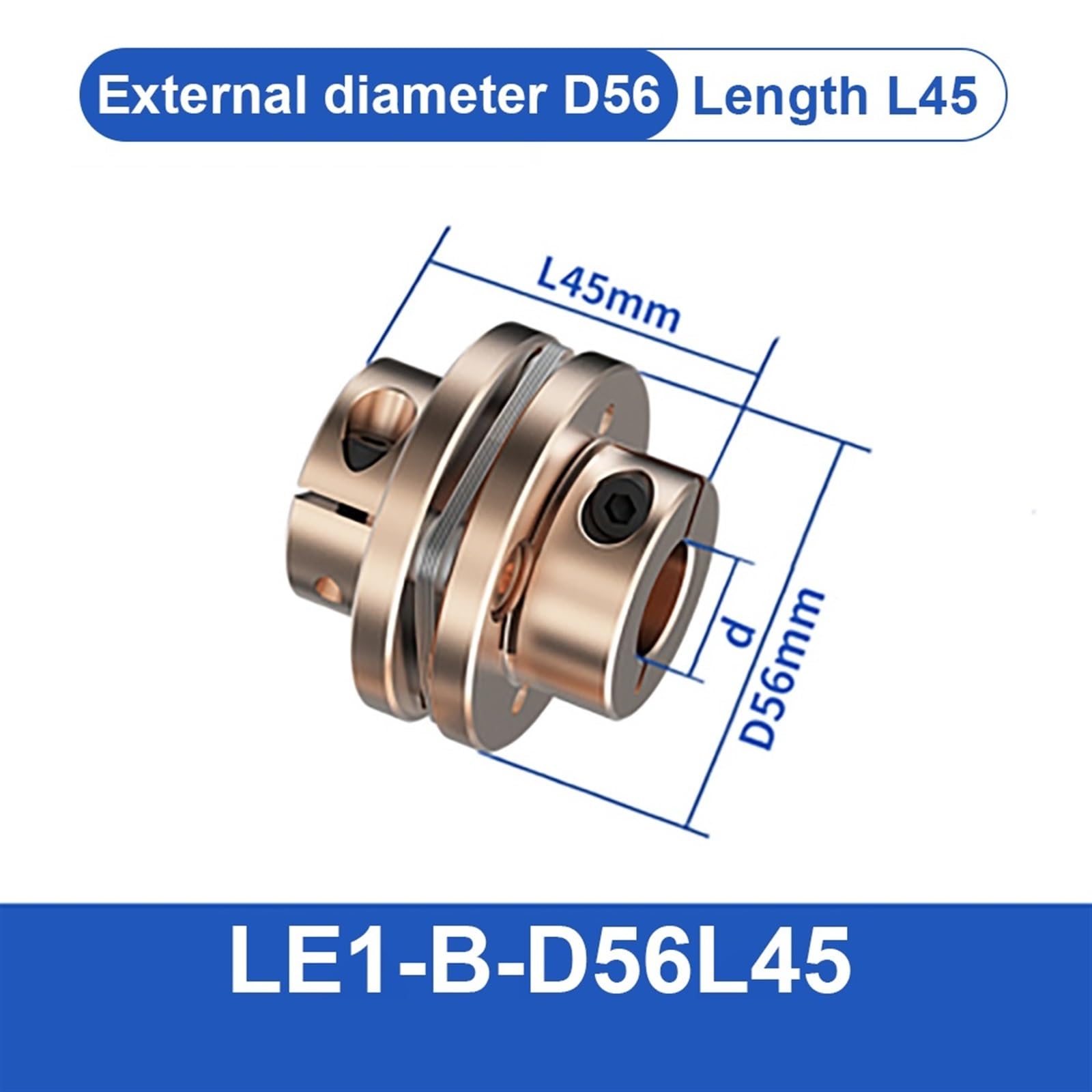 Sprzęgło kołnierzowe LE D56L45/64 elastyczne sprzęgło wału silnika membrany aluminiowe przegub uniwersalny do drukarki 3D Kardan (rozmiar: LE2 More to Contact)