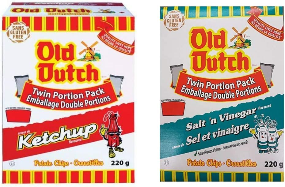 1 Box of Old Dutch Ketchup Chips and 1 Box of Old Dutch Salt & Vinegar Chips (2 x 220G) Bundle {Imported from Canada}