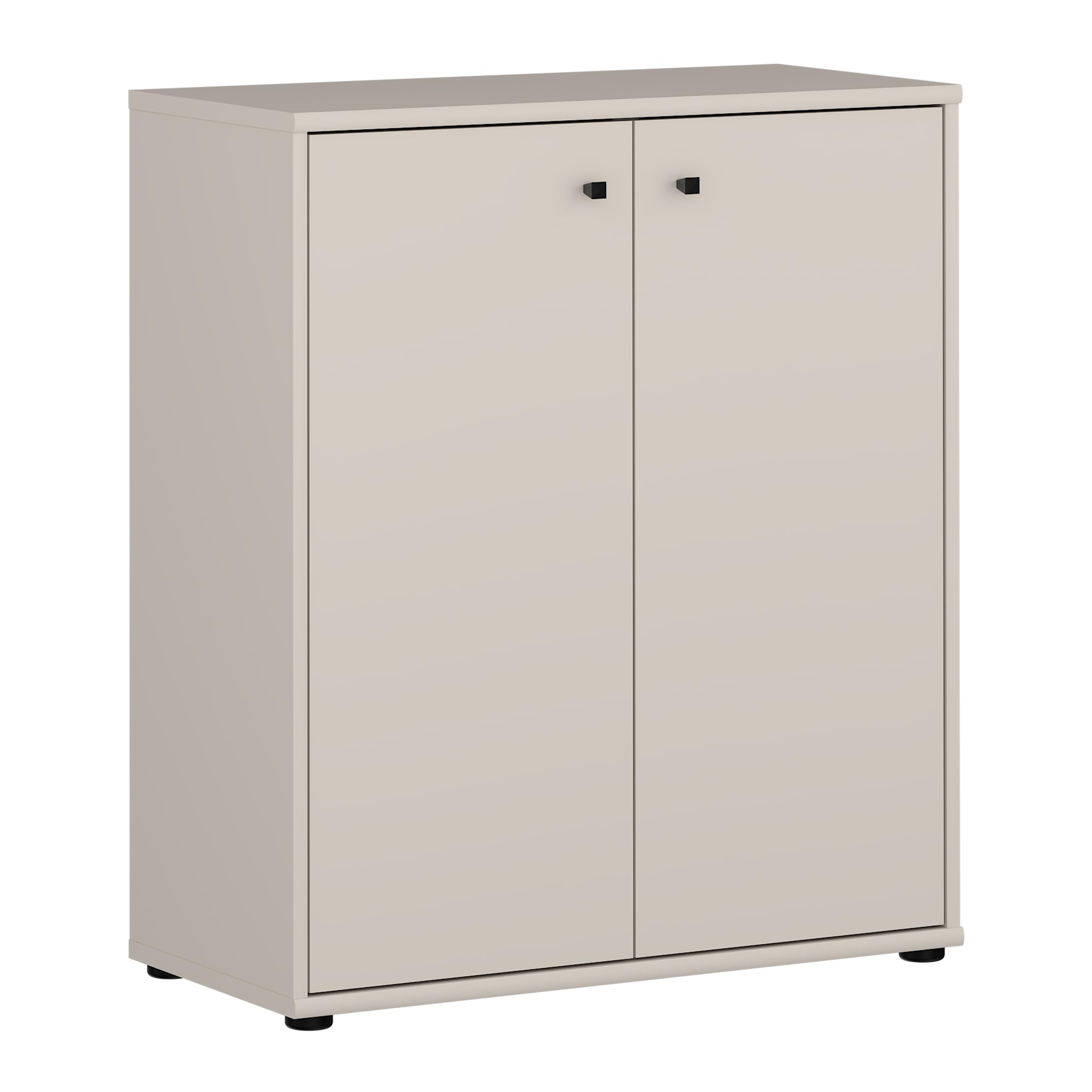 Forte TEMPRA 2 Kommode 70 80, Moderne Kommode 2-türig, Schlafzimmer, Wohnzimmer, Büro, Holzwerkstoff, Kaschmir|Beige, 73,7 cm breit x 85,5 cm hoch x 34,8 cm tief