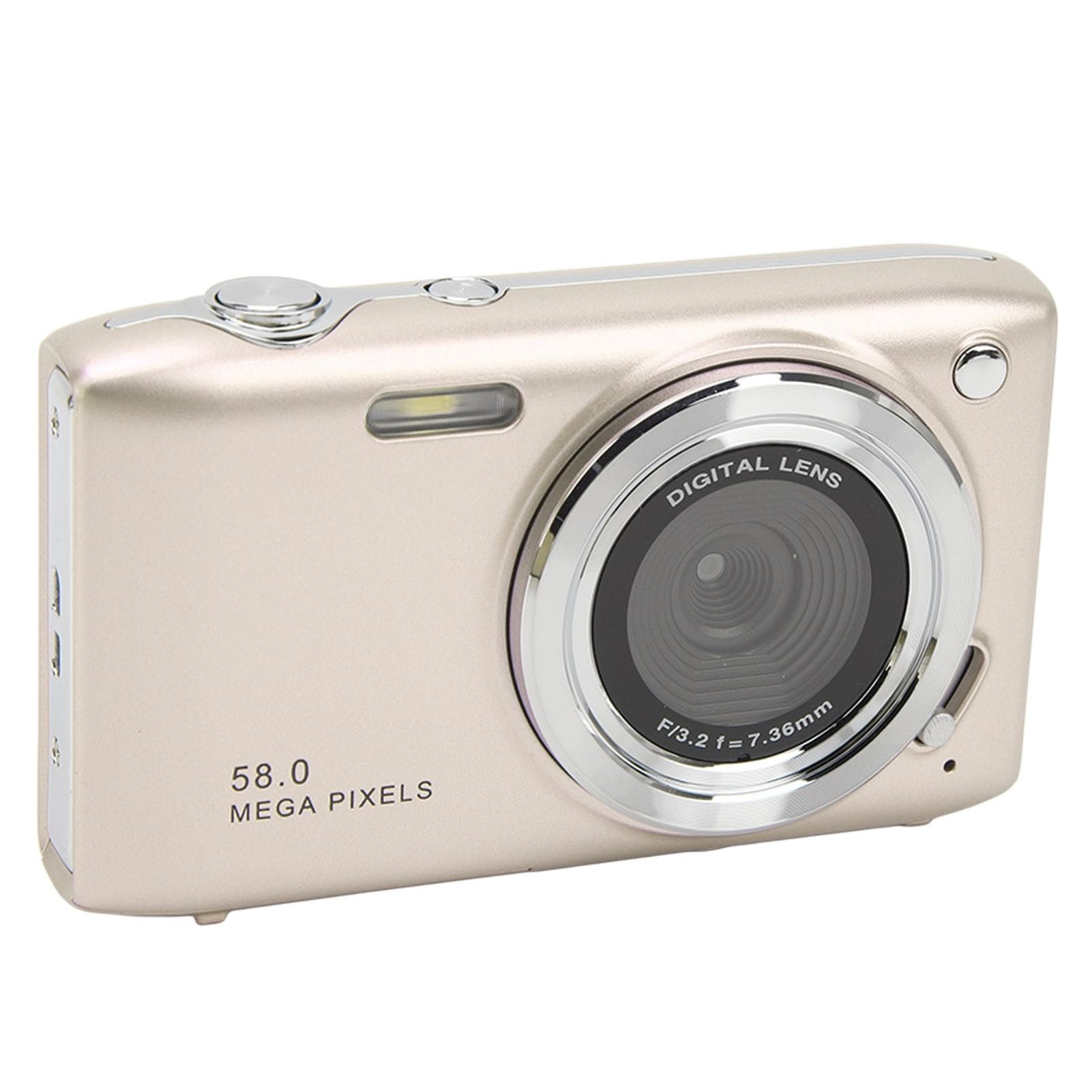 Fotocamera Digitale, 4K HD 58MP Zoom 16X Macro Focale Fissa Schermo da 2,88 Pollici Videocamere per Fotografia Temporizzata, con Cinturino, per Varie Scene (GOLD)