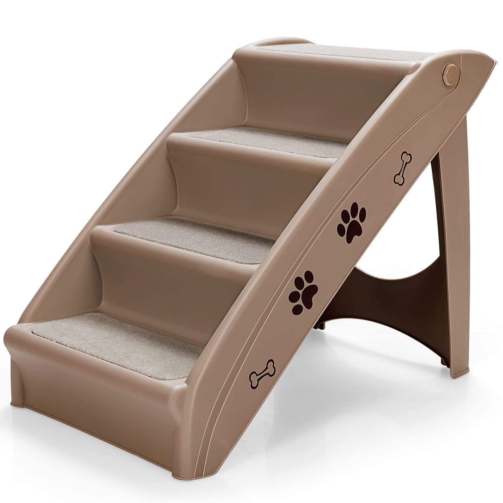 Giantex Folding Dog Stairs, 4 Step Plastic Pet Stairs for Dogs and Cats