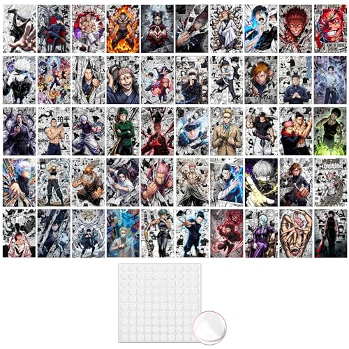 Babymiu JJK Anime Poster Wall Collage Set (50 Pcs 4 x 6 Inch with Glue Dot) | HD Aesthetic Poster...