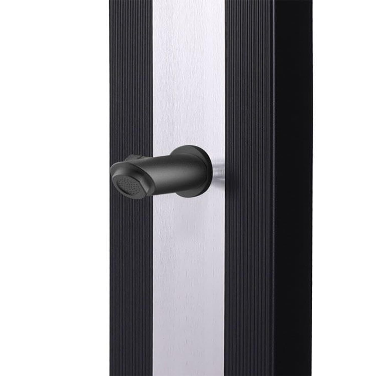 Sined Doccia Solare Nera in Alluminio con Fascia Centrale Inox Serbatoio 40 Litri Altezza 224 cm Miscelatore e Soffione Quadrato Modello Ella