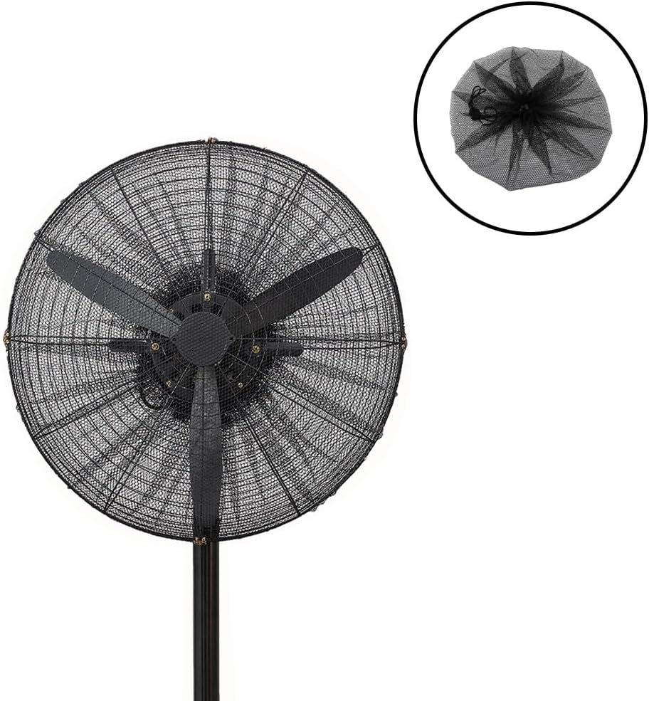 2PCS 18 Inches Electric Fan Safety Shield Finger Touch Proof Dustproof Mesh Cover Summer Home Fan Honeycomb Protective Net with Drawstring Buckle Design Black