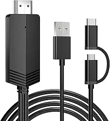 Weton Cabo HDMI 2 em 1 USB Tipo C Micro USB Android para TV HDMI, adaptador MHL para TV HDMI 1080p HDTV espelhamento e cabo de carregamento para smartphones Android Tablets para monitor de projetor de TV, 2 m