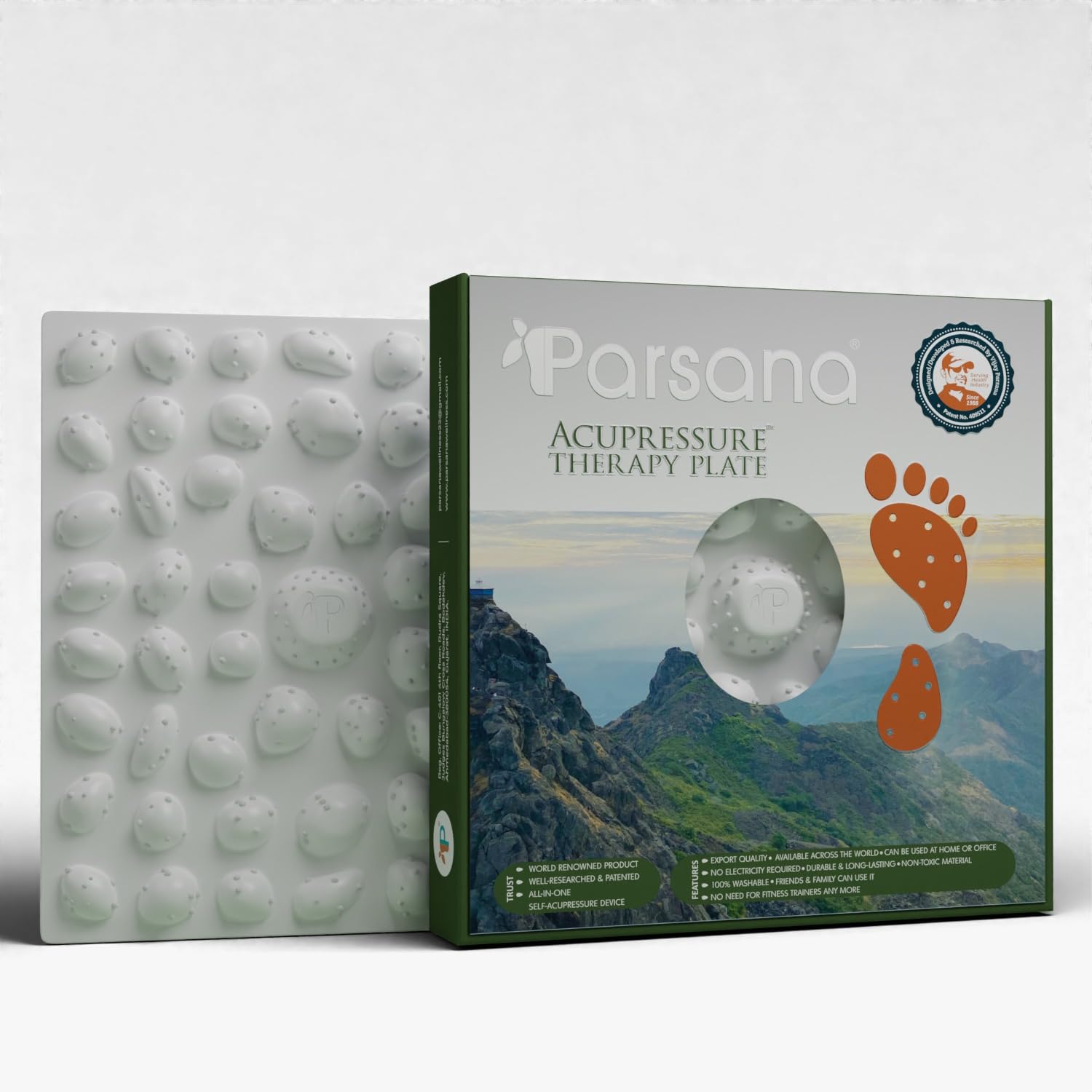 Parsana Acupressure Therapy Plate, Acupressure Tool, Clinically Tested, Acupressure Mat for Feet Massager, Helps with - Muscles/Joint Pain, Flexibility, Hormonal Balance, Blood Circulation & Overall Health Management, Reflexology Acupressure Set - Pa (B09M88MQ8B) Amazon Price History, Amazon Price Tracker