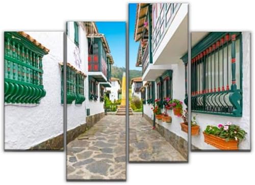 Sudoiseau Pintura artística de pared duitama casas colombianas antiguas en el centro histórico, bogotas e imágenes impresiones en lienzo, póster,