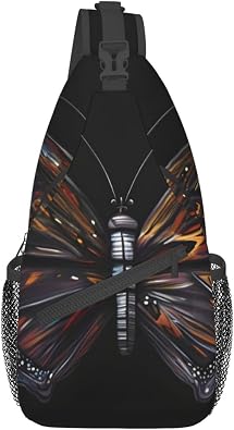 Mystery Butterfly Crossbody Bag, *MenS And WomenS Chest Crossbody Bag, Zipper Closure, Strap Length Adjustable
