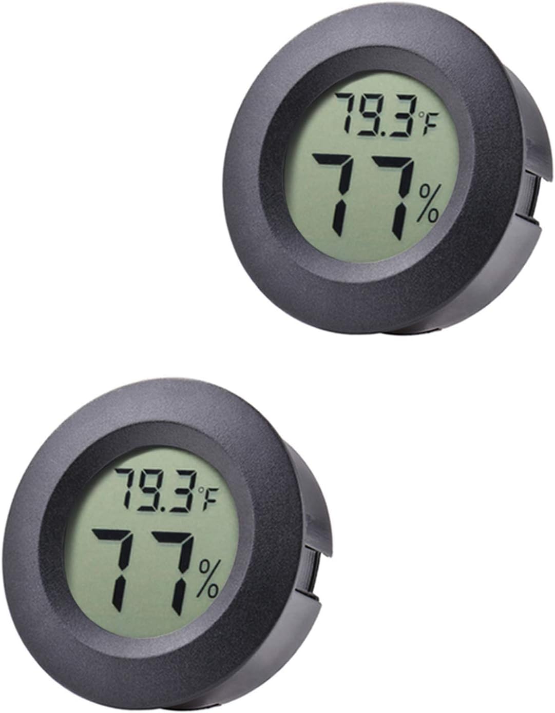 Veanic 2-Pack Mini Hygrometer Thermometer Fahrenheit or Celsius Meter Digital LCD Monitor Indoor Room Round Humidity Temperature Gauge for Humidors Home Greenhouse Babyroom Reptile Incubator