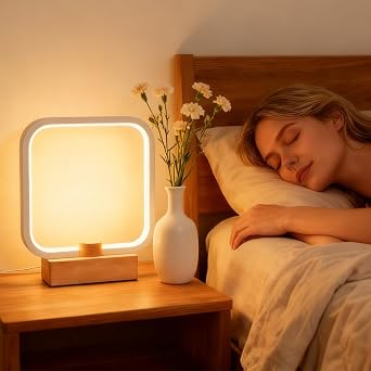 ANLAIBO LED Wood Table Lamp, 3-Color Temperature Bedside Lamp,Bedroom Bedside Night Light, Dimmable Led Lighting, Small Table Lamps for Living Room OfficeCreative Home Decor, Unique House warming Gift [Energy Class F]