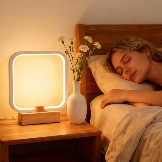 ANLAIBO LED Wood Table Lamp, 3-Color Temperature Bedside Lamp,Bedroom Bedside Night Light, Dimmable Led Lighting, Small Table Lamps for Living Room OfficeCreative Home Decor, Unique House warming Gift [Energy Class F]