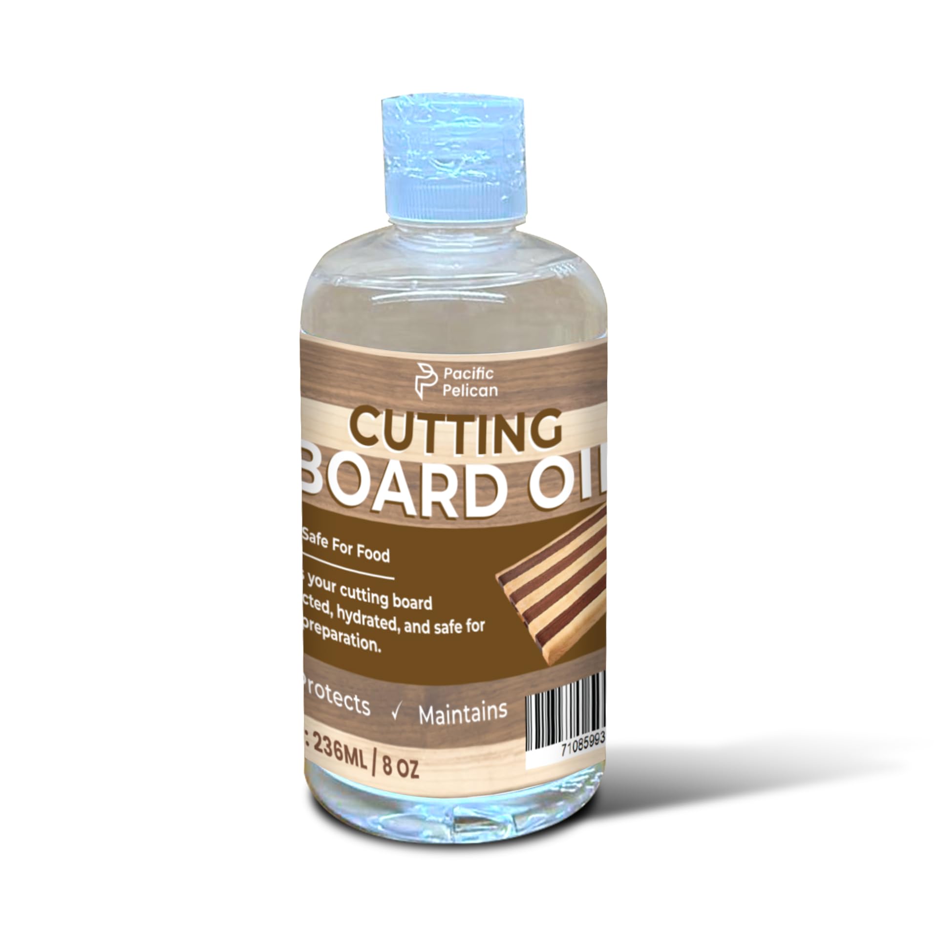 Pacific Pelican 100% Food Grade Cutting Board Oil - Food-Grade Wood Conditioner for Protecting and Hydrating Kitchen Tools (8 Oz)