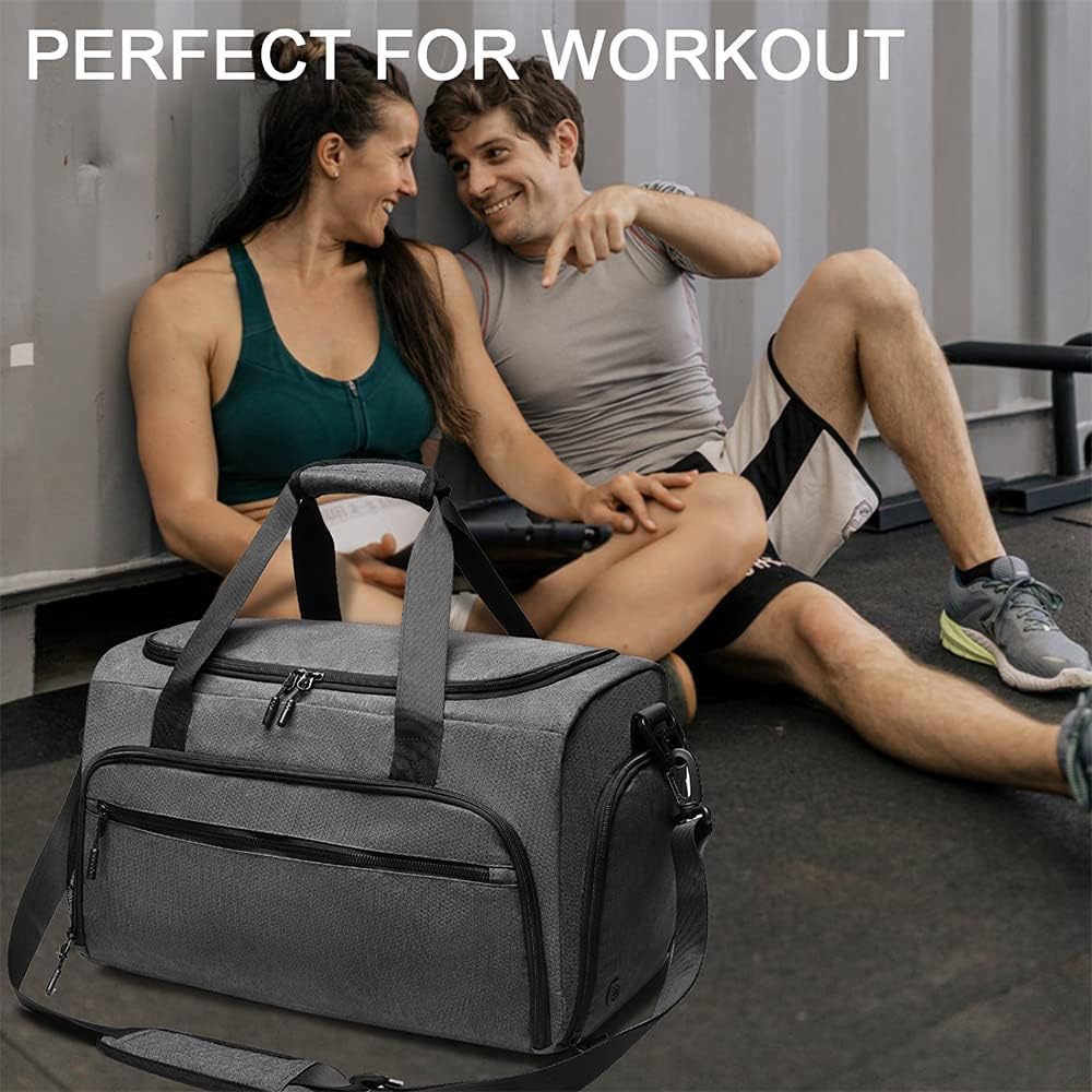 Gym Bag for Men Women, Small Fitness Workout Sports Bag with Wet Pocket & Shoes Compartment, Water Resistant Overnight Weekender Duffel Bag - Image 5