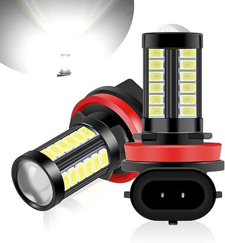 jogpun Pack-2 Bombillas LED para automóvil, iluminación de 360 grados, luces antiniebla de 6000 K, luces de circulación diurna, luces de aluminio