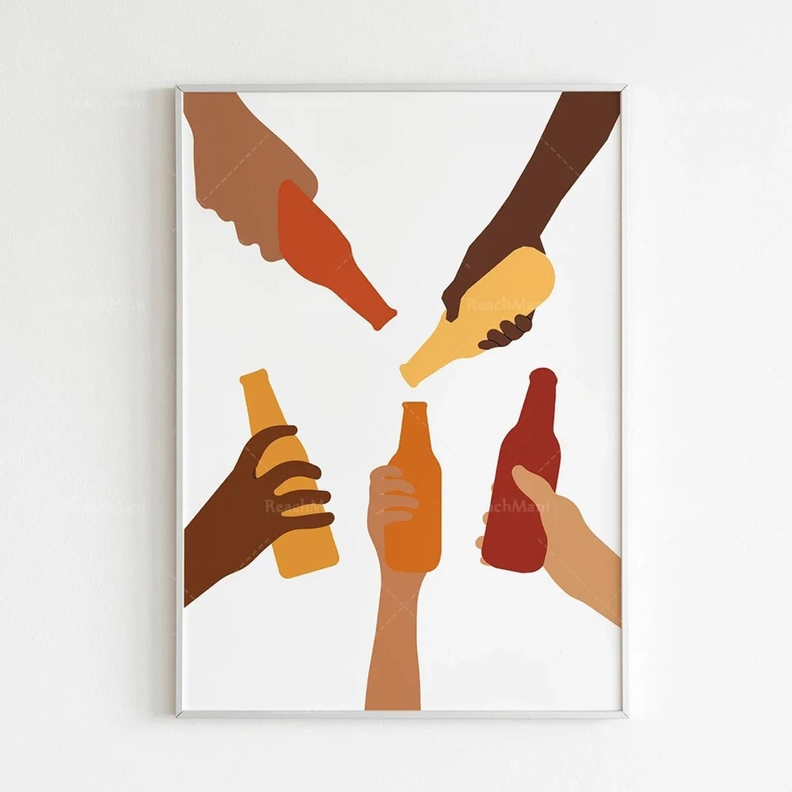Láminas artísticas de carritos de bar, carteles de cerveza, carteles vintage, impresiones de cócteles, imágenes de pared de galerías de arte de alcohol, carteles de brindis (marco de 50 x 70 cm x 2)