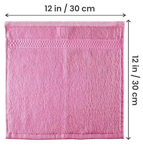 Image of Utopia Towels 12 Pack Premium Wash Cloths Set, 12 by 12 Inches, 100% Cotton Ring Spun, Highly Absorbent and Soft Feel Essential Washcloths for Bathroom, Spa, Gym, and Face, Pink