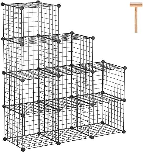 C&AHOME Wire Cube Storage, 9-Cube Organizer Metal, Wire C Grids Storage, Storage Bins Shelf, Modular Bookshelf, Closet Cabinet Ideal for Home, Living Room, Office 36.6”L x 12.4”W x 48.4”H Black