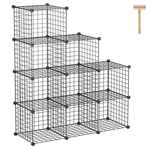 C&AHOME Wire Cube Storage, 9-Cube Organizer Metal, Wire C Grids Storage, Storage Bins Shelf, Modular Bookshelf, Closet Cabinet Ideal for Home, Living Room, Office 36.6”L x 12.4”W x 48.4”H Black