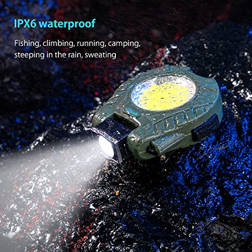 Cob Keychain Work Light, 1500 High Lumens Mini Keychain Flashlight Rechargeable, 5 Light Modes Small Keychain Light With Folding Bracket Bottle Opener, Pocket Flashlight For Camping Outdoor Work-Green #TOP4