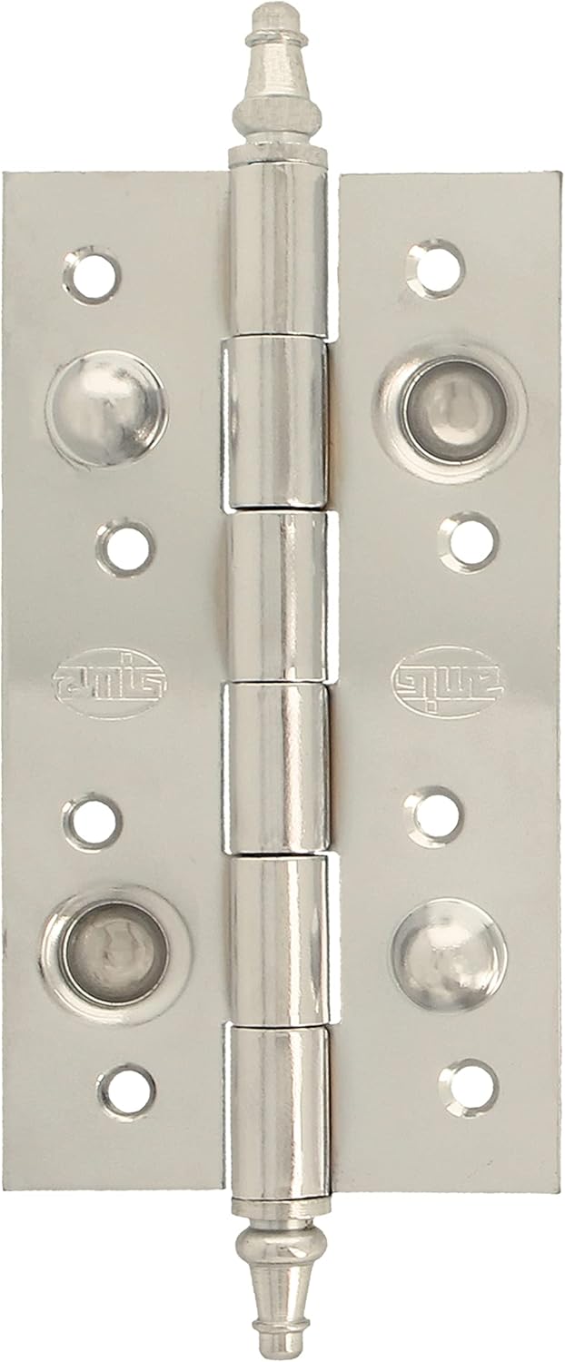Amig - Safety Hinge | 150 x 82 x 3mm | Square Edges | Decorative Finish | Fixed Entry Doors | Shiny Silver Steel