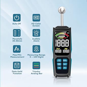 Humidity meter DURFICST 3-inch HD color large screen moisture meter with fabric bag 20-40 mm depth analysis moisture meter for all building materials wood wall plaster masonry