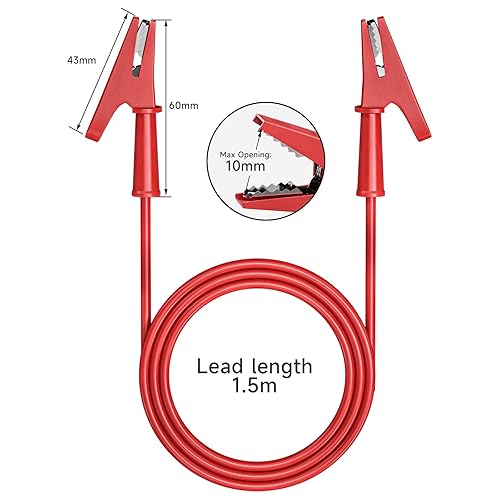 Miniatura 22 de Goupchn 5 cables de prueba de cocodrilo de doble extremo con clips aislantes, cable de cobre flexible para pruebas eléctricas 3.3 pies