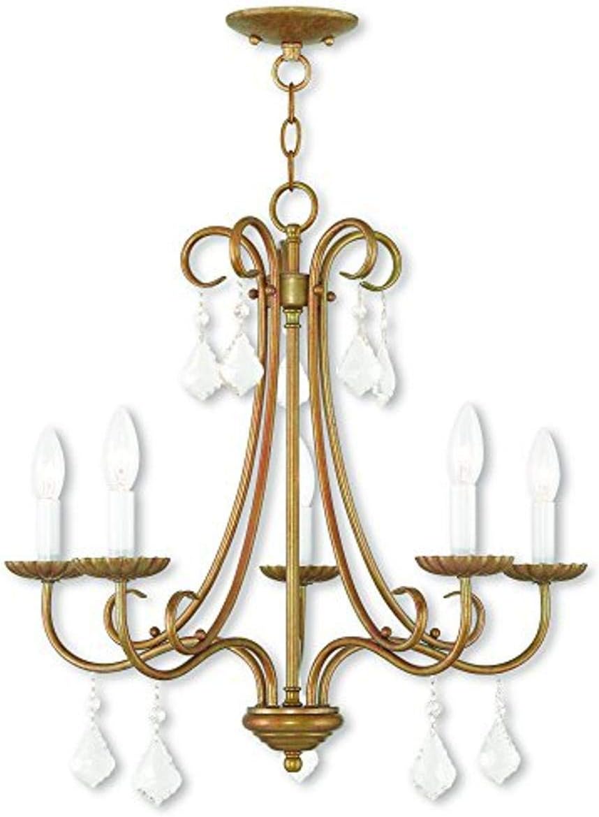 One-Day Sale: Up to 80% Off Livex Lighting 40875-48 Transitional Five Light Chandelier from Daphne Collection, Champ, Gld Finish, Antique Gold Leaf