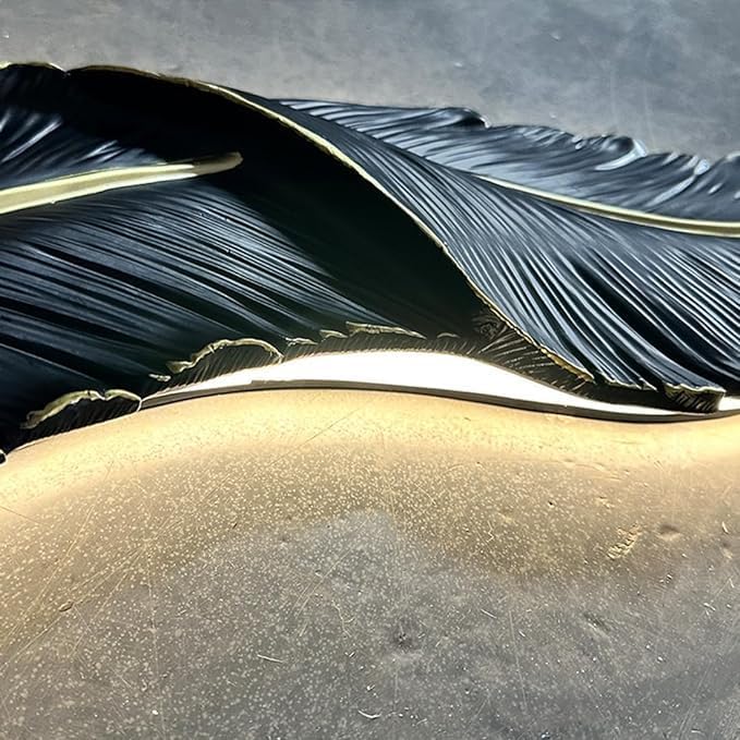 3ft Leaf/Feather Mounted Antique Decorative Wall Scone Light Lamp for Living Room, and Office Wall Decoration (Black)