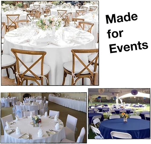 Miniatura 6 de Mantel redondo blanco grande de 120 pulgadas para mesa plegable redonda de 5 a 6 pies con capacidad para 6 a 8 invitados, para mesa con 6 sillas.