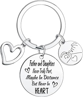 Dad Keychain Gifts Father Daughter Key Chain Fathers and Daughters Never Truly Part Dad Present Papa Daddy Fathers Day Birthday Christmas Gifts Father Keychain from Daughter Son