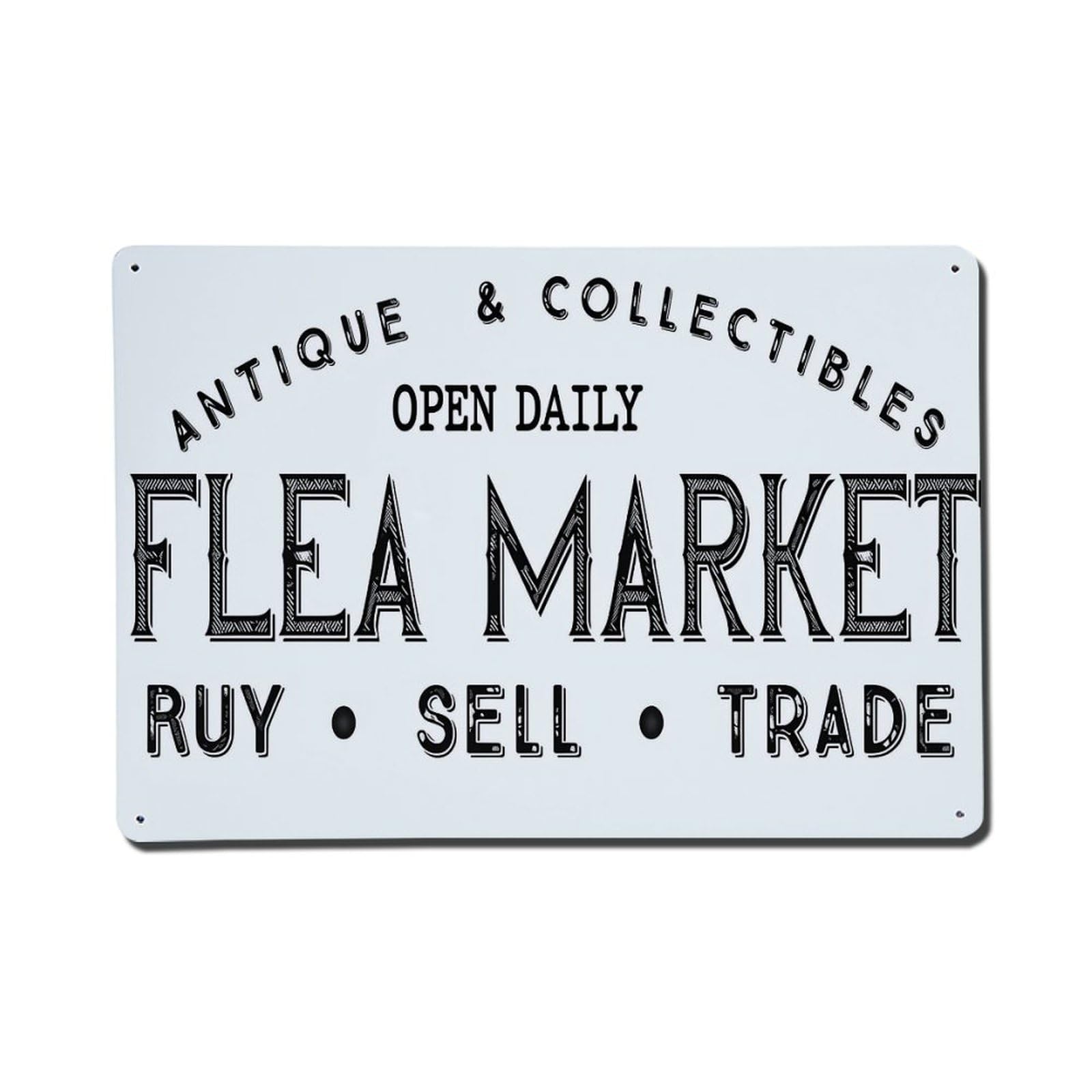 Jdfenggu Vintage Flea Market Antique Collectibles Sign Retro Metal Tin Sign, Metal Poster For Bar, Home, Man Cave, Kitchen, Laundry Room Art Decor 8X12 Inch